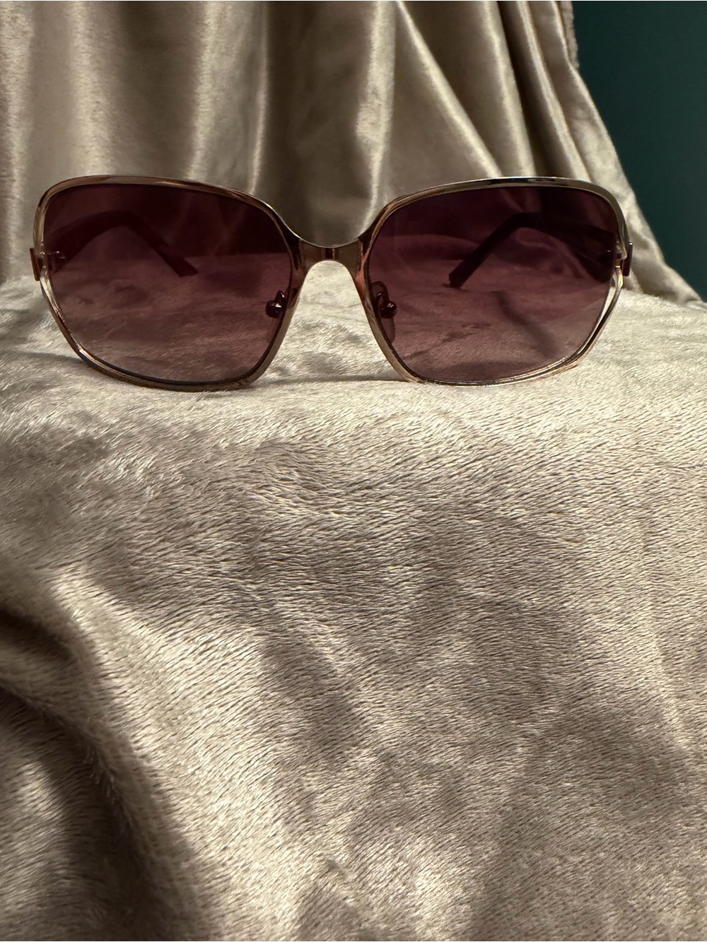 Talbots Women's Gold Frame with Rectangular Brown Lens Sunglasses